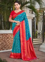 Silk Blue Wedding Wear Weaving Saree